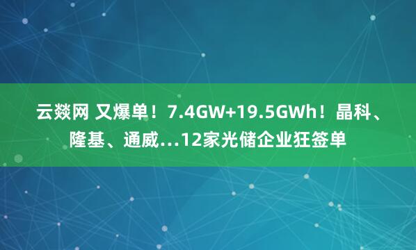 云燚网 又爆单！7.4GW+19.5GWh！晶科、隆基、通威…12家光储企业狂签单